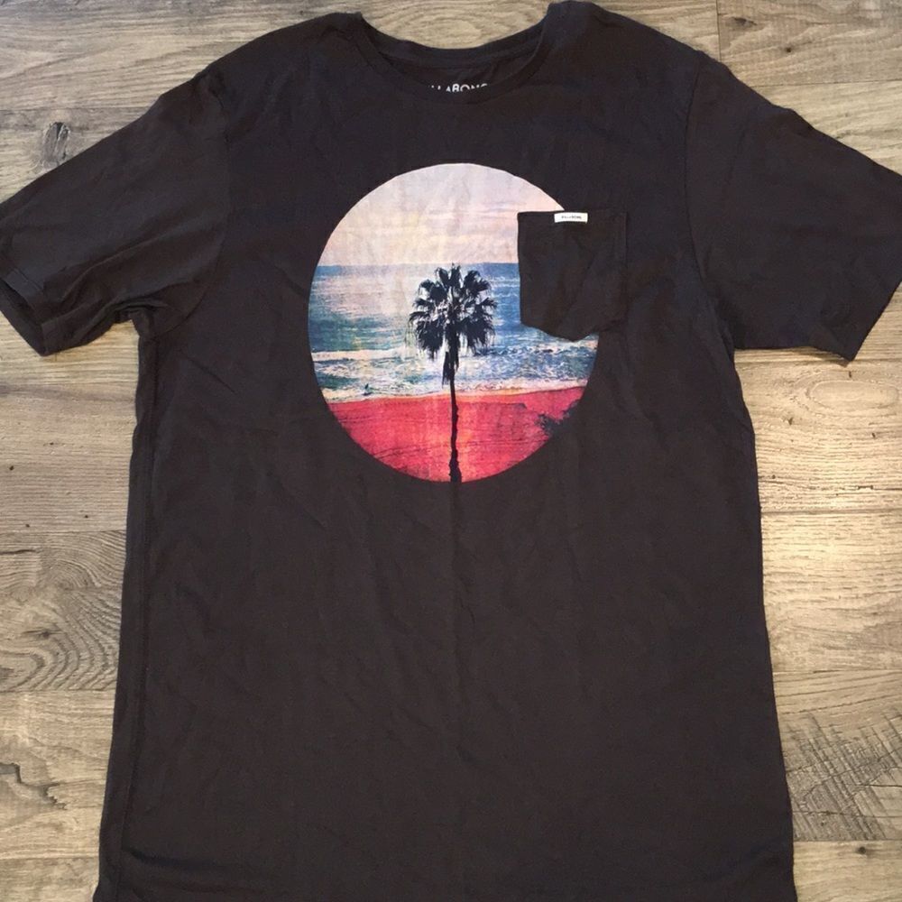 Retro Palm Billabong Surfer surf beach pocket Tee T shirt